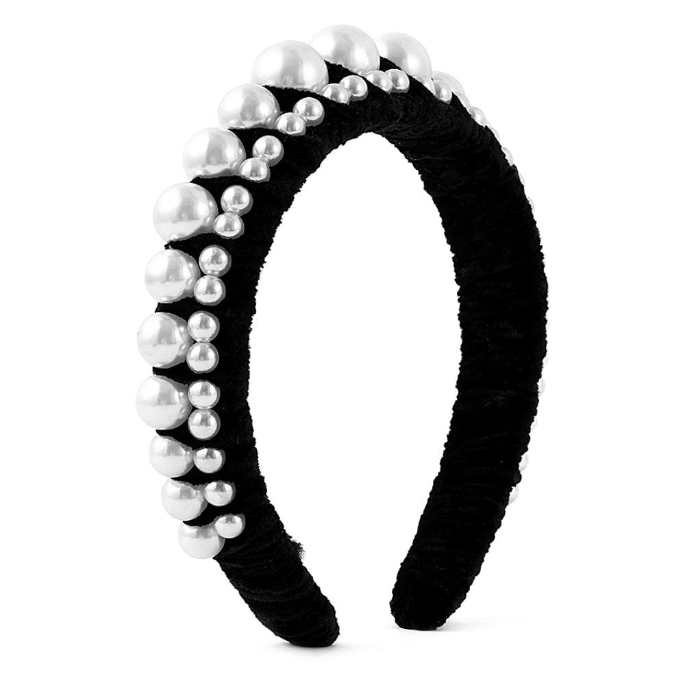 NWT Dual Pearl Velvet Padded Headband - Picture 4 of 5